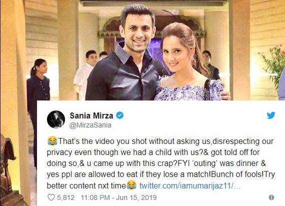 The controversy led to Indian tennis star tweeting that whoever recorded the video had not done the right thing as it was an invasion of privacy and that players eating out with their families was not a crime.