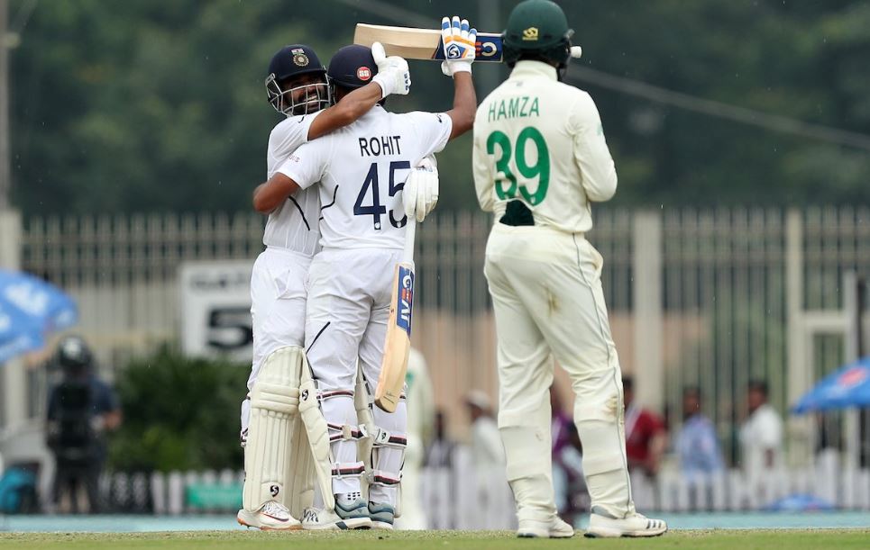 India had reached the score of 224/3 in the first innings. Sharma and Ajinkya Rahane are currently unbeaten on 117 and 83 respectively