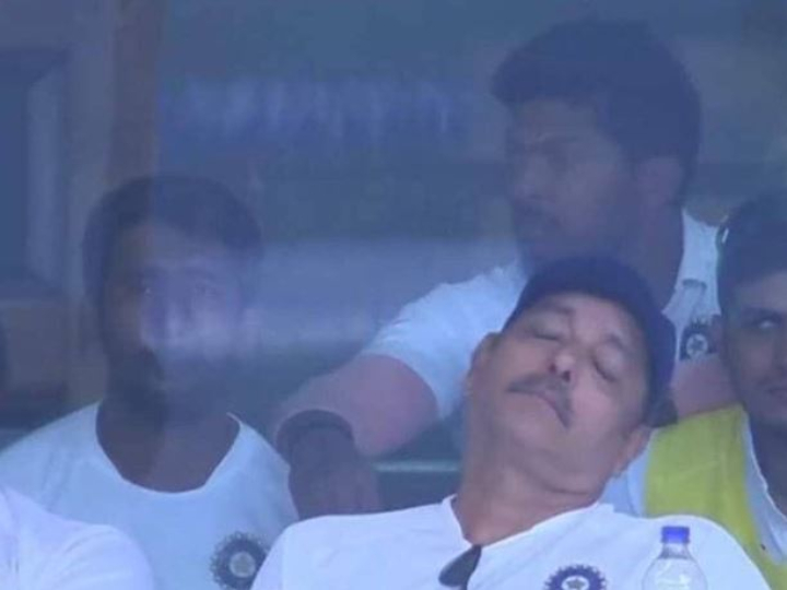 shastris napping image becomes subject of jokes on social media Shastri's Napping Image Becomes Subject Of Jokes On Social Media