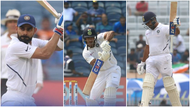 This is the first time ever that India have had 3 double-centurions in a Test series - Mayank Agarwal (215), Virat Kohli (254*), Rohit Sharma (200*)
