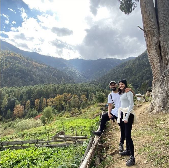 The cute couple has headed to Bhutan for a short vacation and is having the best time with the beautiful and serene nature