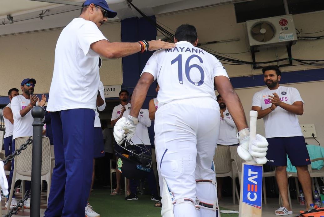 Mayank brought up his double ton with a massive six, breaking a plethora of records