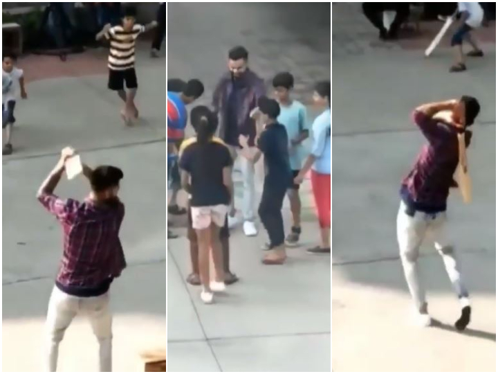 watch virat kohli plays gully cricket with kids ahead of 1st test vs bdesh WATCH: Virat Kohli Plays 'Gully Cricket' With Kids Ahead Of 1st Test Vs B'desh