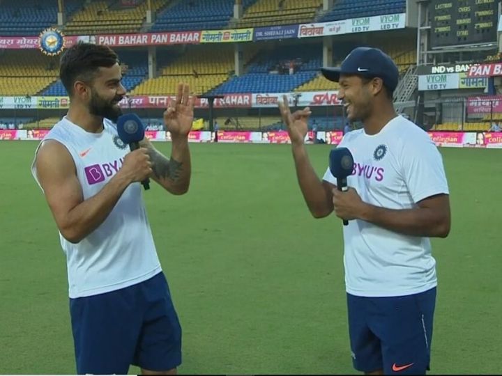 ind vs ban 1st test kohli wants a 300 from mayank agarwal next time watch IND vs BAN, 1st Test: Kohli Wants A 300 From Mayank Agarwal Next Time | WATCH