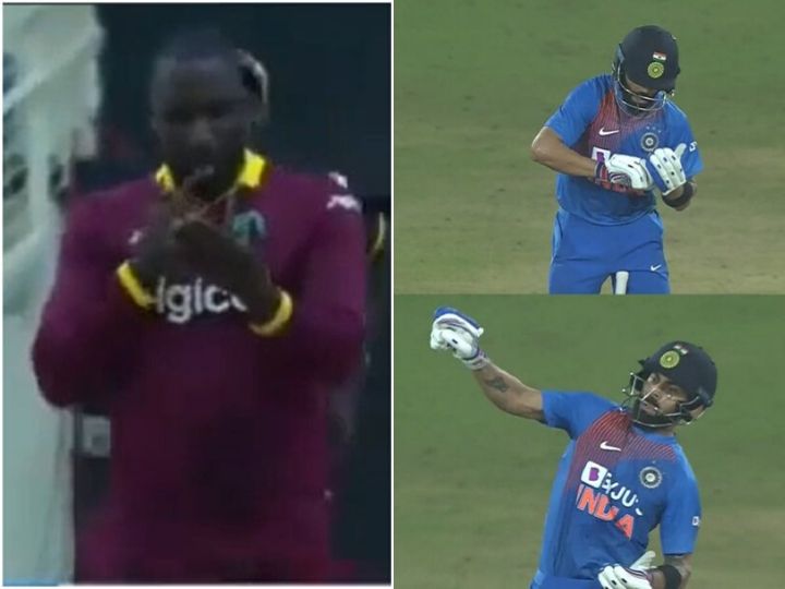 watch scene from jamaica t20 when kesrick willaims mocked kohli with notebook WATCH: Scene From Jamaica T20 When Kesrick Willaims Mocked Kohli With 'Notebook'
