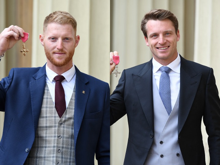 the pair was named alongside their world cup winning captain eoin morgan former coach trevor bayliss and joe root on the new years honours list and received their awards from the duke of cambridge Ben Stokes, Jos Buttler Awarded Royal Honours By Prince Williams At Buckingham Palace