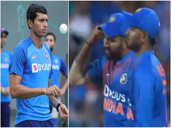 watch rohit sharma loses temper with navdeep saini asks him to use his head आखिरी टी20 में रोहित शर्मा ने नवदीप सैनी पर निकाला अपना गुस्सा, कहा- 'दिमाग का इस्तेमाल करो'