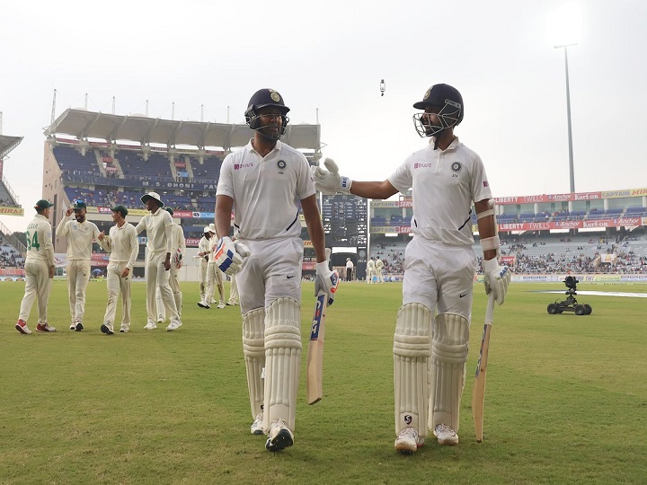 rohit sharma shouts not now at rain gods a ball before hitting a six to reach his sixth test ton मैच के बीच होने लगी थी बारिश, 95 पर खेल रहे रोहित ने बादलों से कहा 'अभी नहीं'