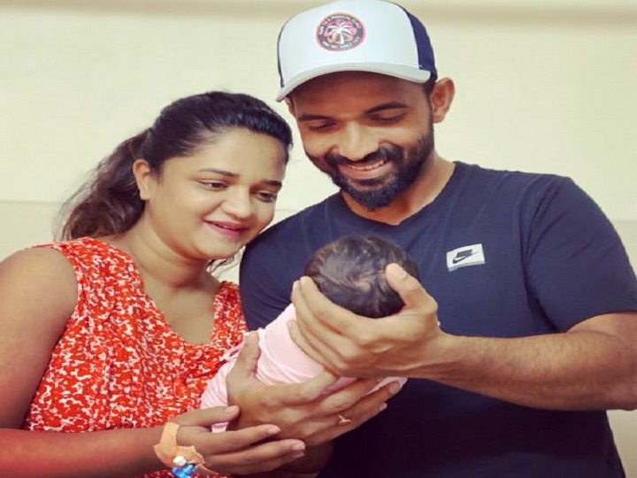 ajinkya rahane meets newborn daughter and wife radhika after vizag test अजिंक्य रहाणे के घर आई ये नन्ही परी, टेस्ट मैच खत्म होते ही पत्नी राधिका के साथ सोशल मीडिया पर शेयर की ये सुंदर तस्वीर