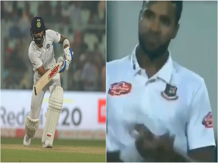 watch virat kohli draws applause from bangladesh bowler after glorious cover drive IND vs BAN गुलाबी गेंद टेस्ट: विराट ने मारा ऐसा कवर ड्राइव, बांग्लादेश का गेंदबाज खड़े खड़े बजाने लगा ताली