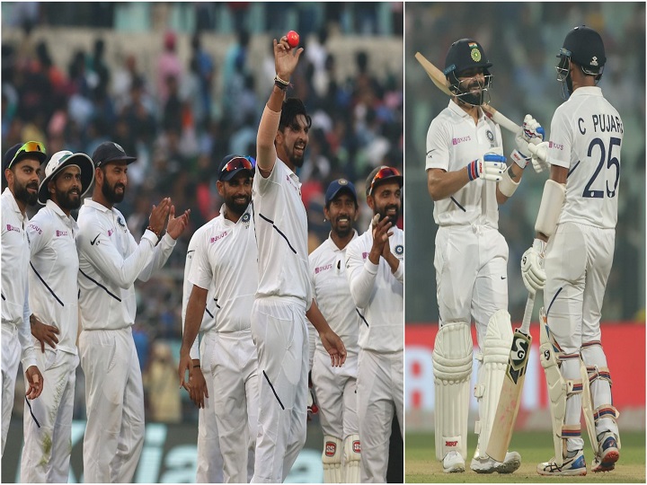 india vs bangladesh 2nd test highlights indian pacers make pink ball talk on day 1 Ind vs Ban 2nd Test हाईलाइट्स: ईशांत के 5 विकेट और कोहली- पुजारा की बेहतरीन पारी के दम पर भारत के नाम रहा पहला दिन